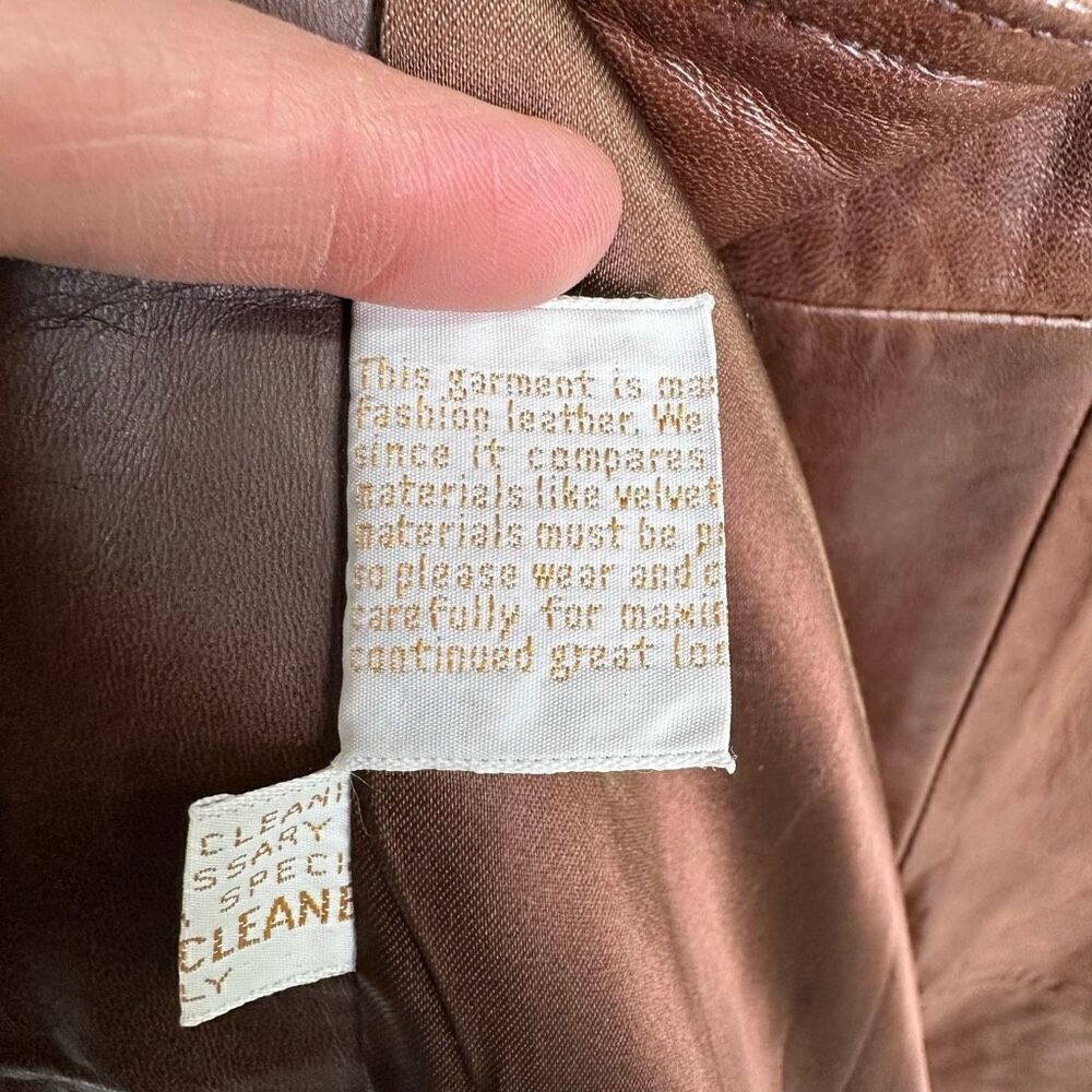 Skin Gear Napa Y Ante Vintage Women’s Supple Butter Soft Cognac Leather Trench C - Picture 4 of 10